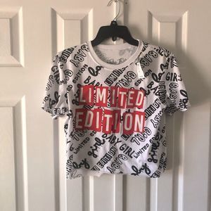 #Take That Limited Edition Baby Girl white, black, & red crop top size M NWT